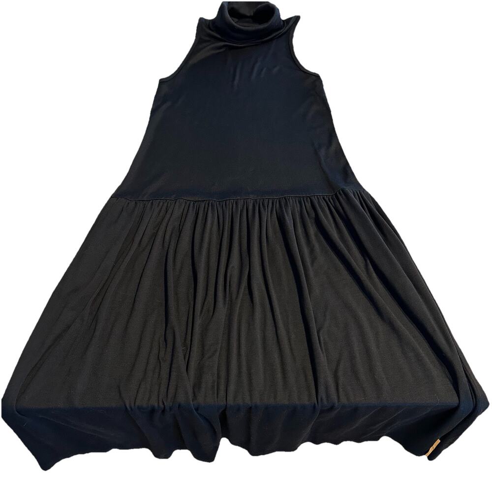 Linda Allard Ellen Tracy Womens Size 10 Black Turtleneck Dress Silk Sleeveless